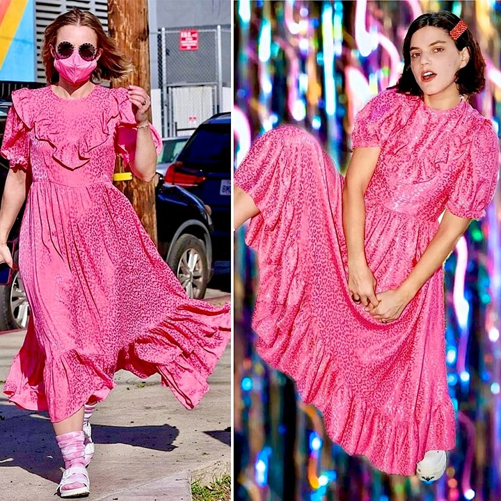 Batsheva Silk May Nap Dress Ruffled Midi Prairie 0 XS Rare