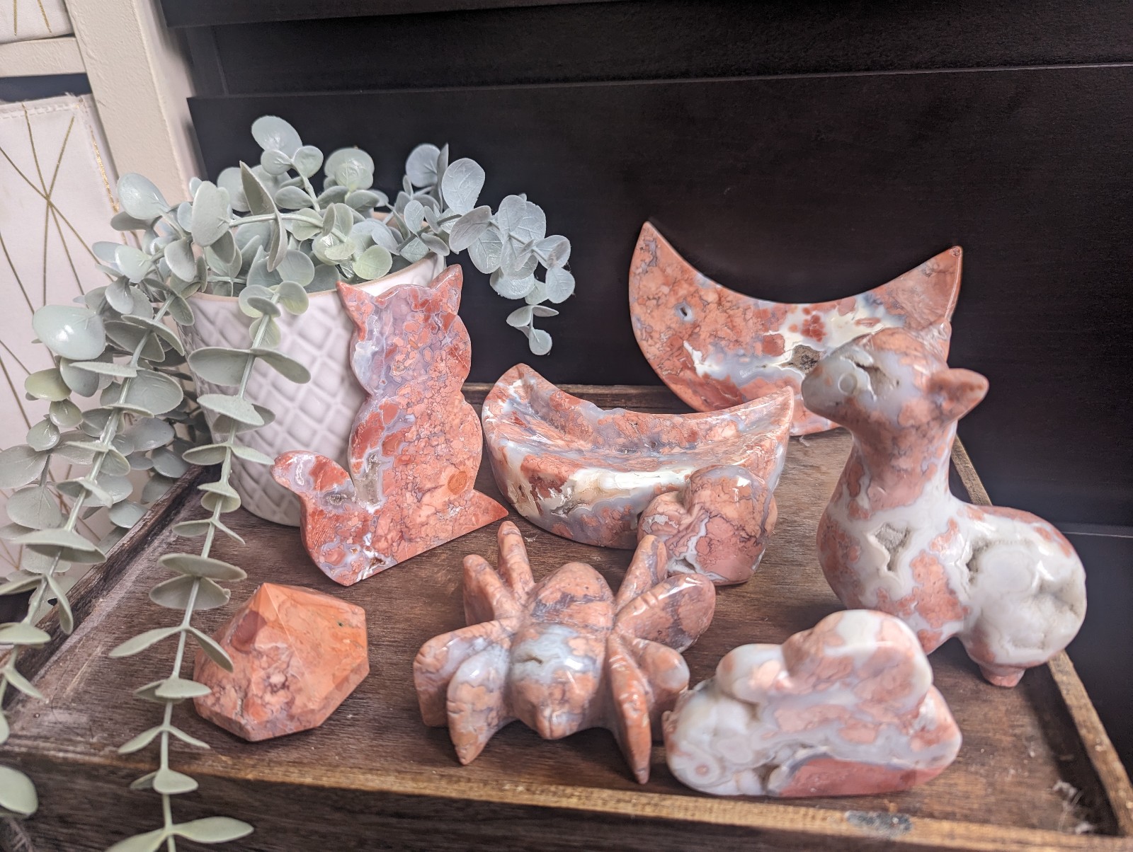 Cotton candy agate crystal set