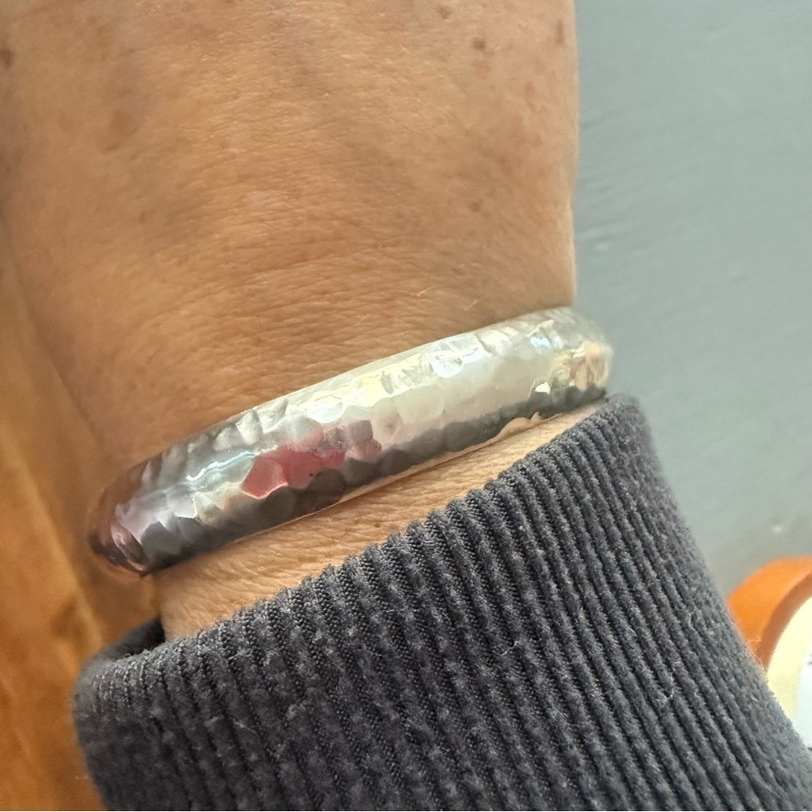 Wilber Tracy Native Navajo Hammered 925 Sterling Silver Cuff Bracelet