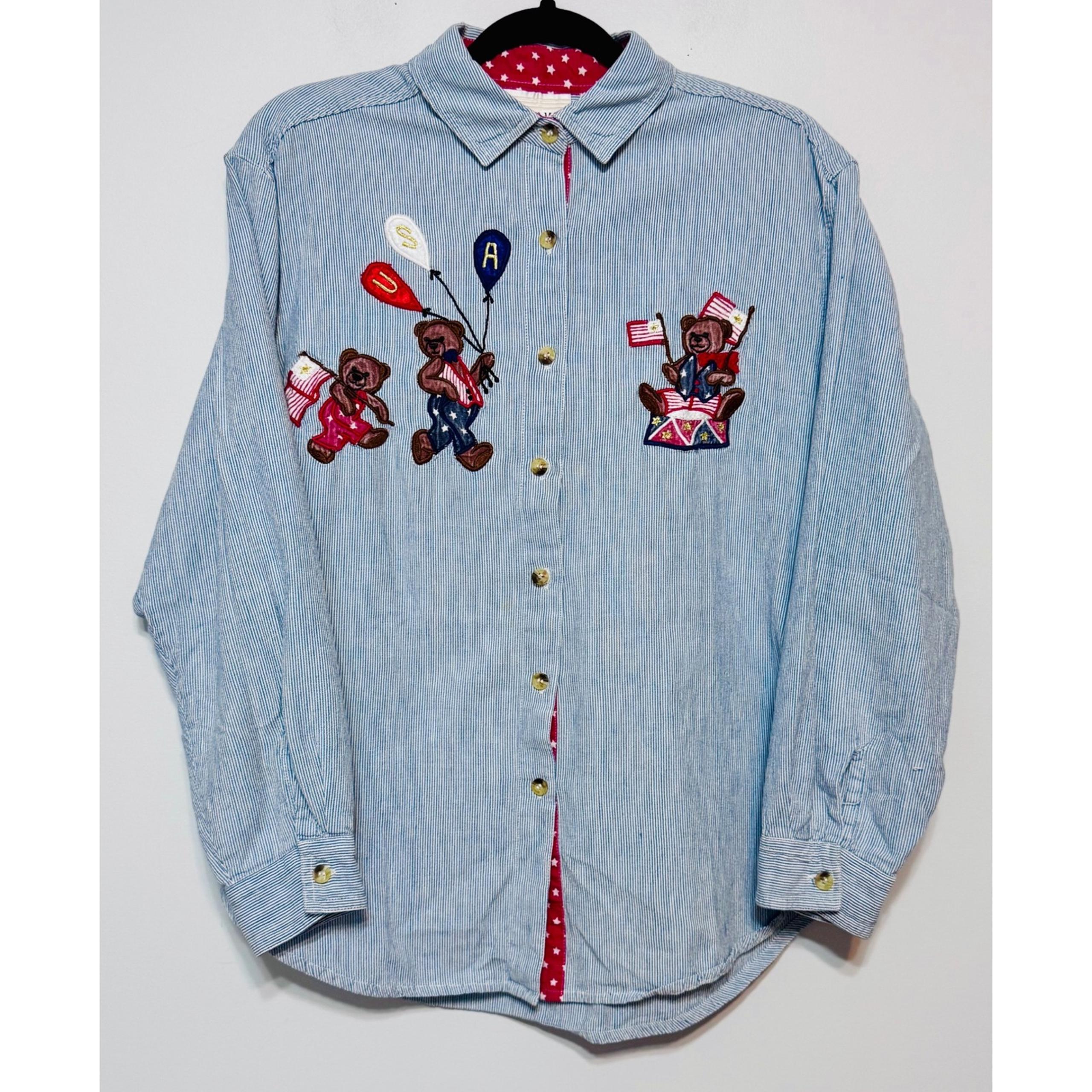 Vintage 90's Casey Max Patriotic Shirt Size Large Novelty Americana Normcore
