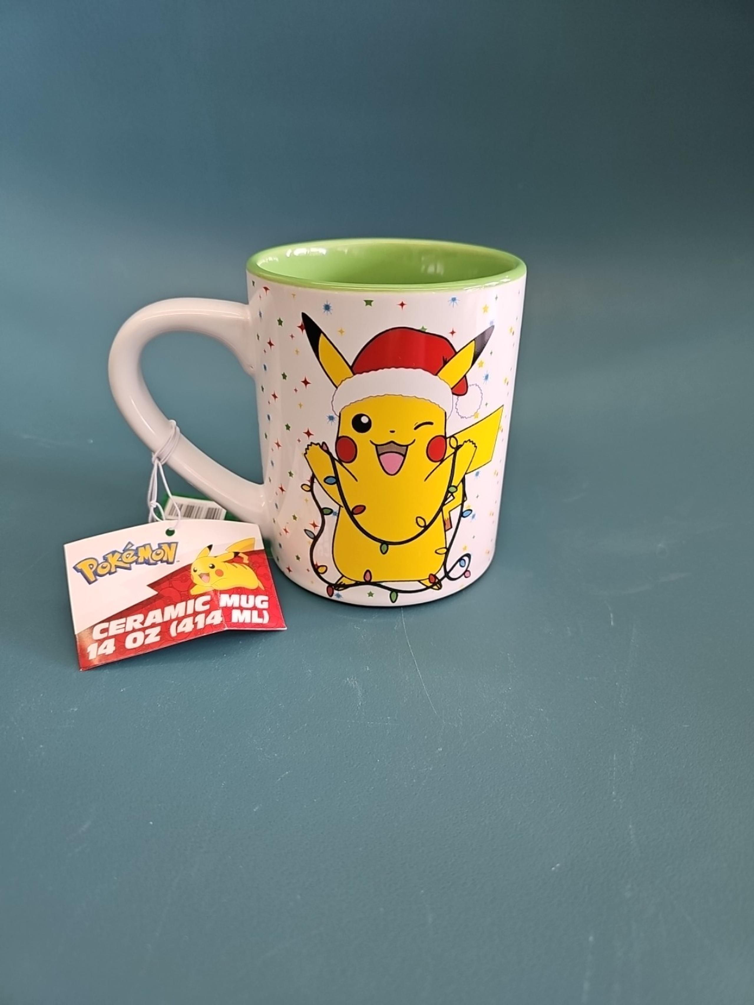 NWT Pokemon 14 oz Christmas Ceramic Mug Pikachu Wearing Santa's Hat Festive!