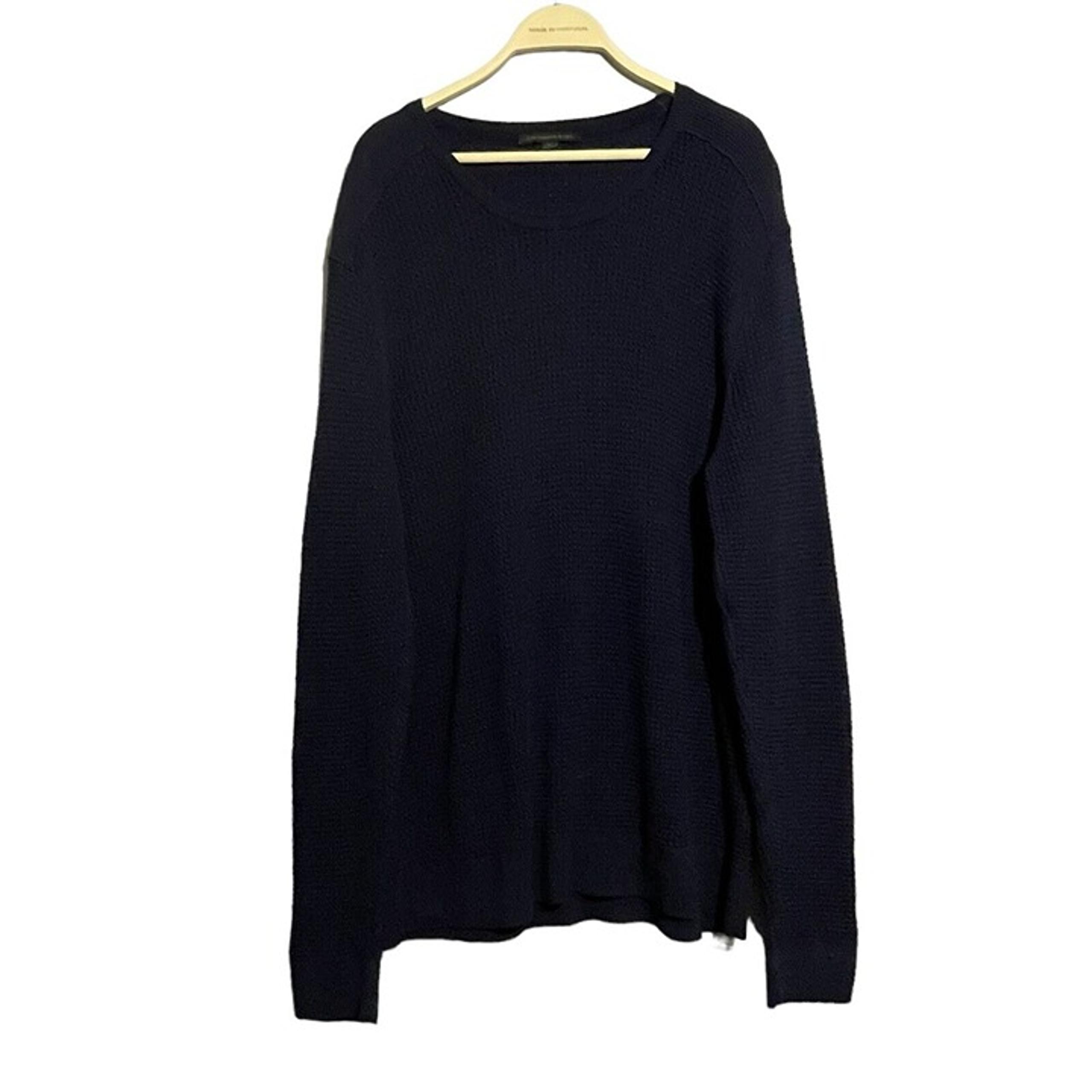 John Varvatos Sweater Jumper Men Sz XL Dark Blue Navy Preppy Classic Basic Cuff