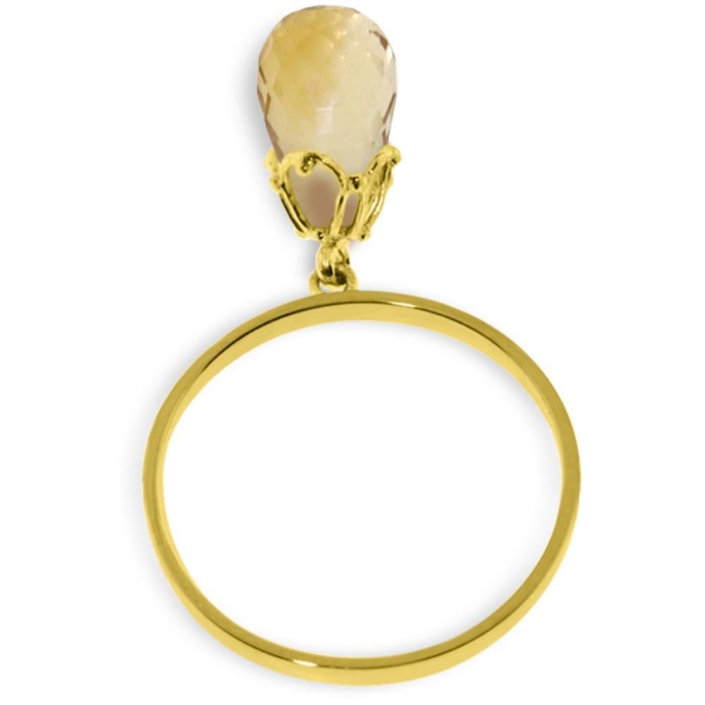 SOLID GOLD RING WITH DANGLING BRIOLETTE CITRINE