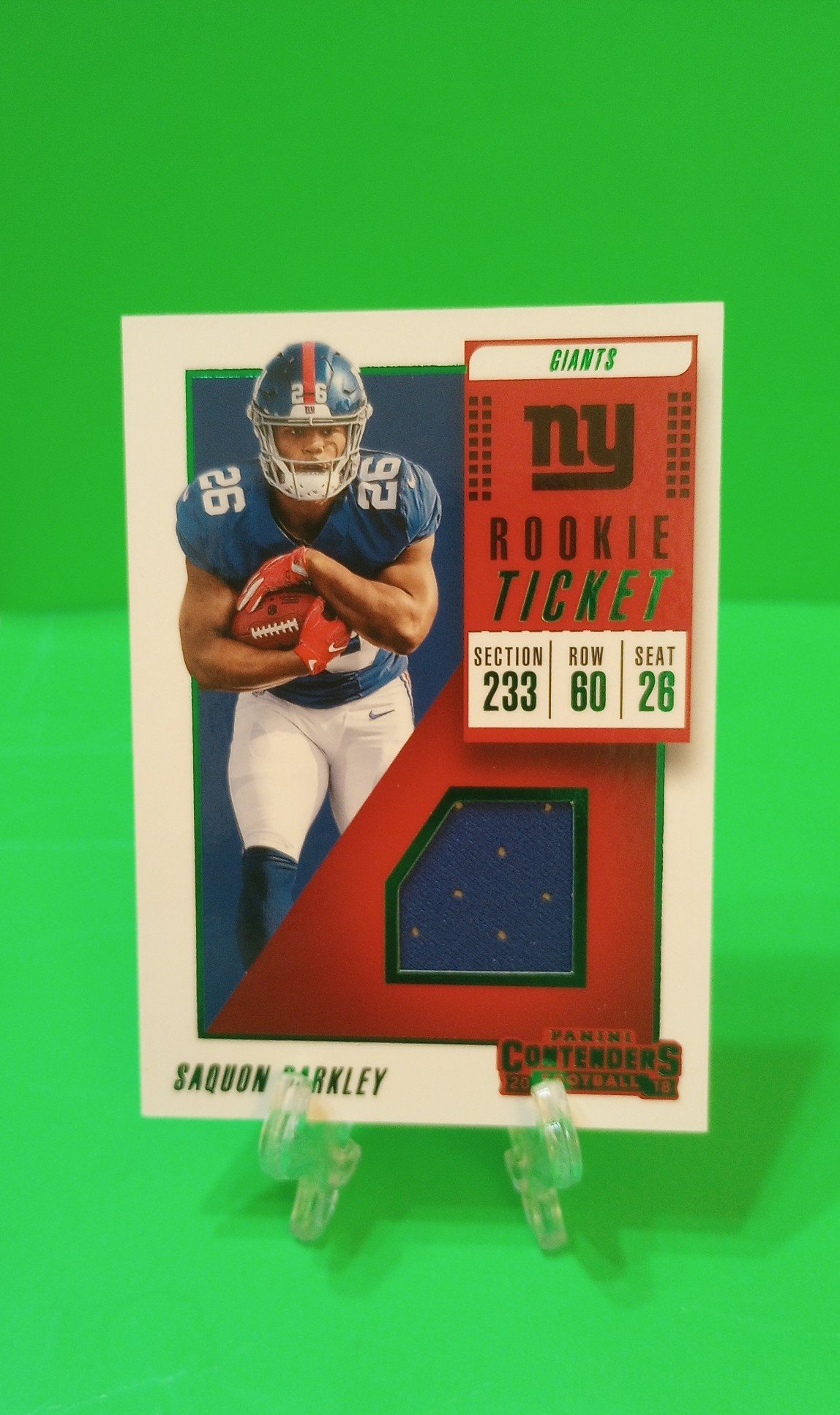 RC SAQUON BARKLEY ROOKIE CARD JERSEY PATCH CONTENDERS 2018 PHILADELPHIA EAGLES !