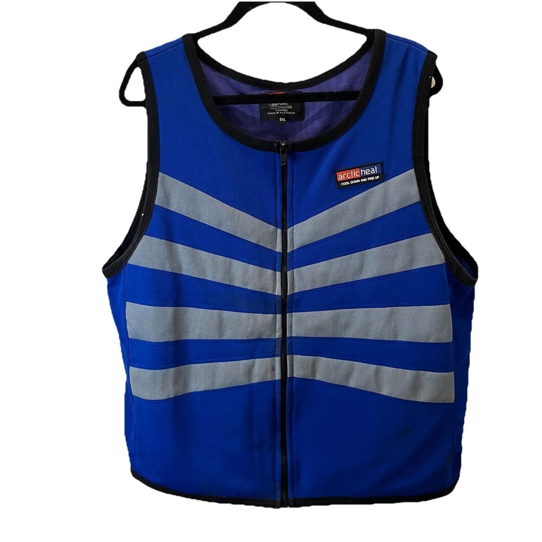 Arctic Heat Cool Down and Fire Up Sportwool Safety Cooling Vest Blue Full Zip 5X