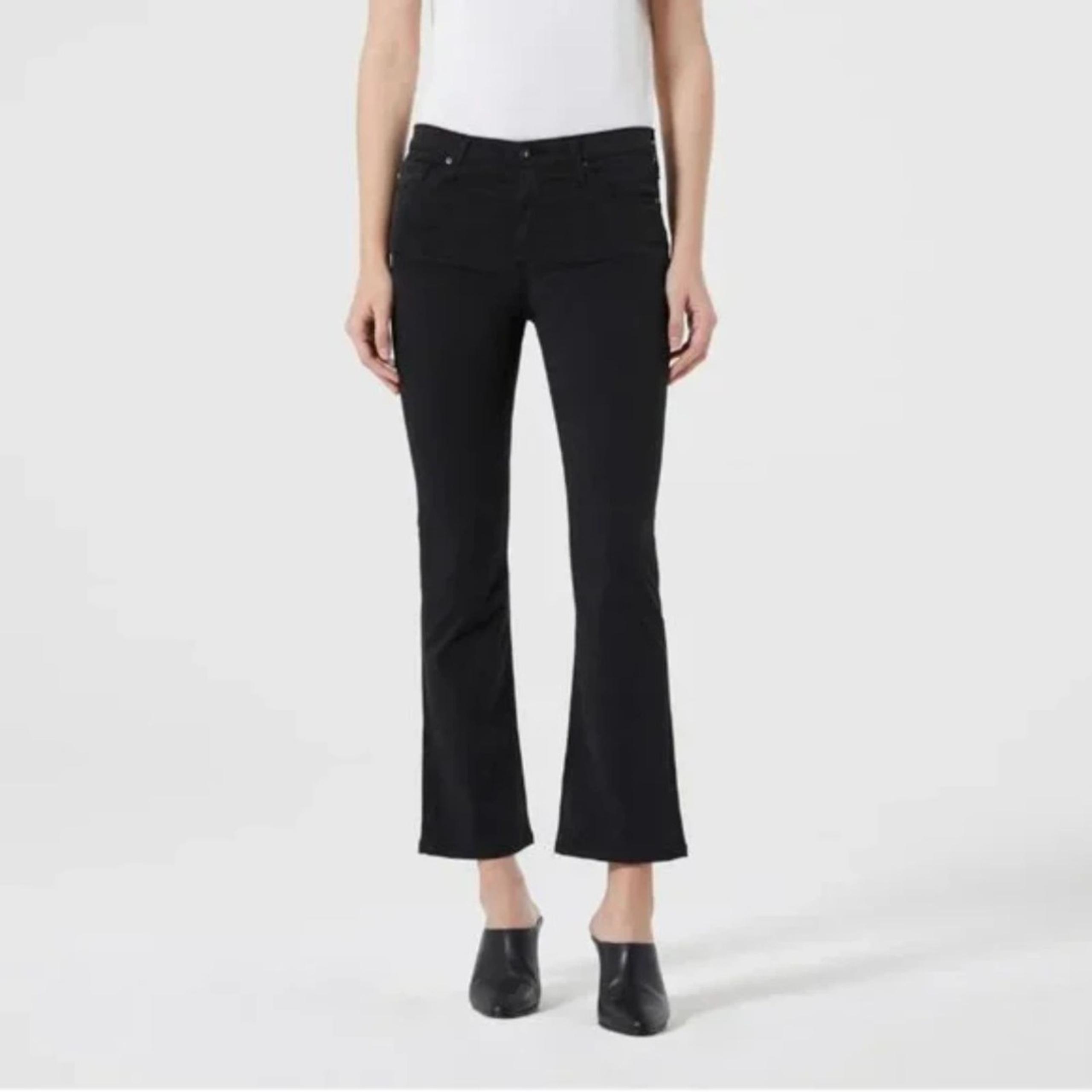 AG ADRIANO GOLDSCHMIED Women's Black Jodie Crop High Rise Slim Flare Jeans 27