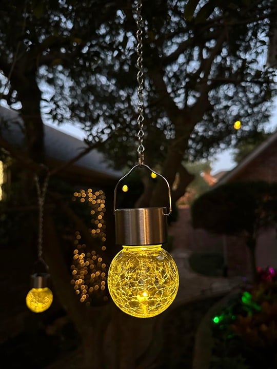 Hanging Solar Lights Outdoor, 8 Pack Decorative Cracked Glass Ball Light