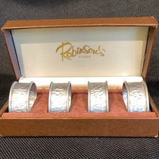 Vintage Robinson’s Florida Hammered Pewter Napkin Rings (4)