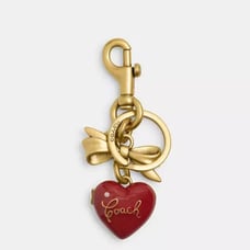Bow Heart Locket Bag Charm NWT