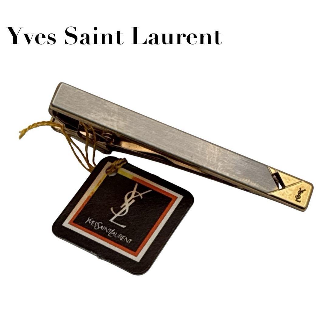 【Excellent Condition】Yves Saint Laurent Tie Clip Tie Pin Gold x Silver YSL Logo