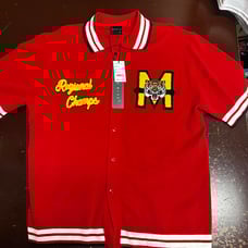 Smokerise red mens button up polo shirt large
