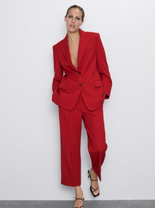 Zara red lapeled collar blazer