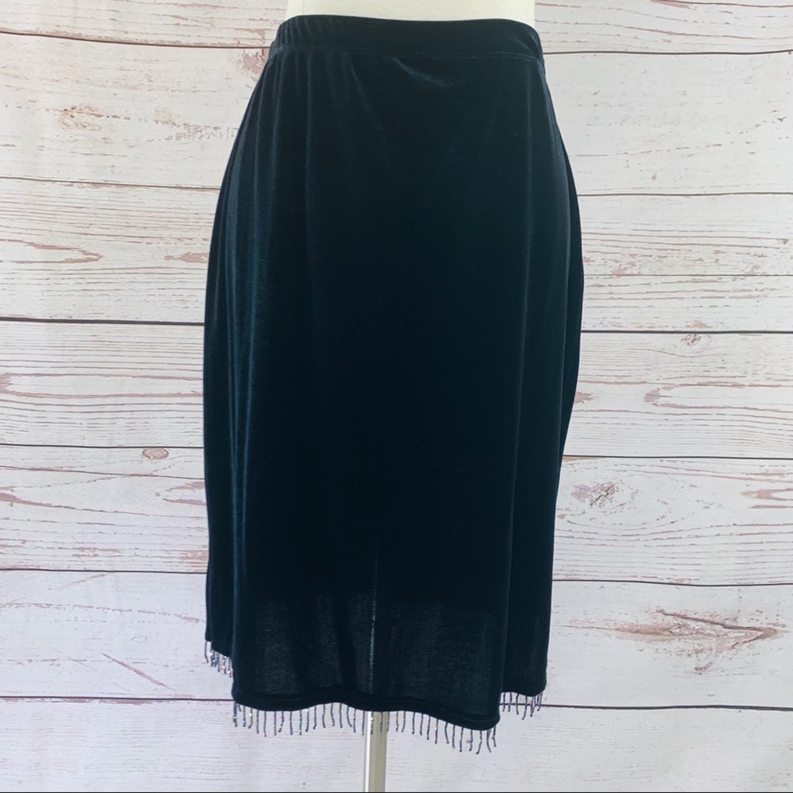 Maria Gabrielle black velvet bead fringe