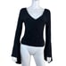 Free People What A Babe Women Size M Black Polka Dot Bell Sleeve Ruched Top Boho