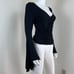Free People What A Babe Women Size M Black Polka Dot Bell Sleeve Ruched Top Boho