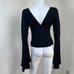 Free People What A Babe Women Size M Black Polka Dot Bell Sleeve Ruched Top Boho
