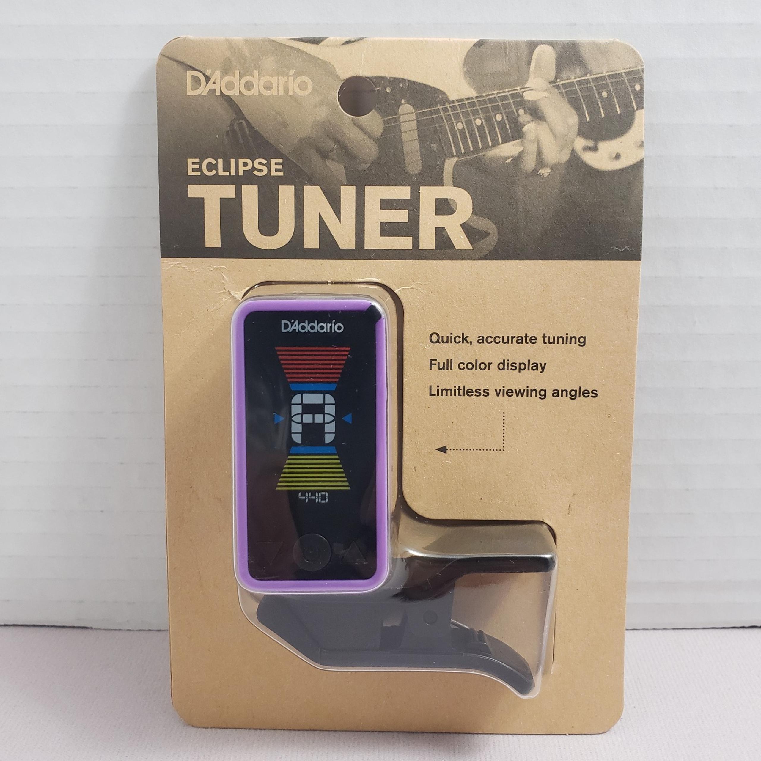 D'Addario Eclipse Headstock Guitar & Bass Tuner Purple PW-CT-17PR