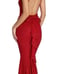 Windsor Red Sparkle Backless Bow Ruffle Dress