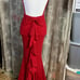 Windsor Red Sparkle Backless Bow Ruffle Dress