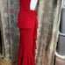 Windsor Red Sparkle Backless Bow Ruffle Dress