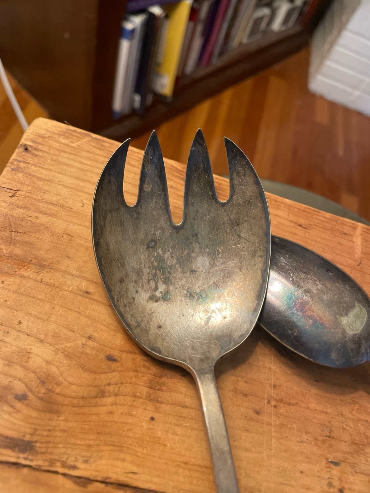 Vintage Silver Plated Serving Fork and Spoon 8.5” Circa 1900