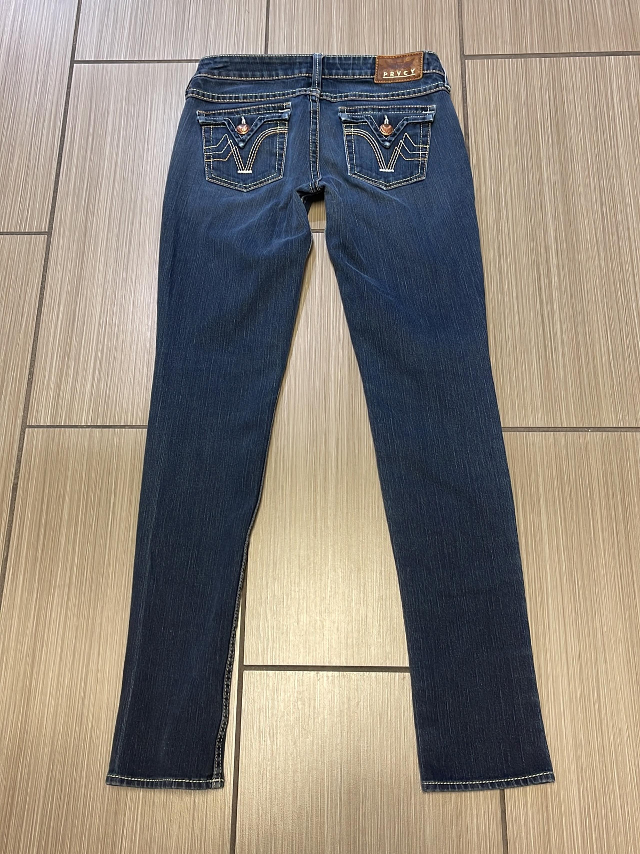 PRVCY skinny Jeans Women’s 28x33 Dark wash low rise flip pockets denim USA Made