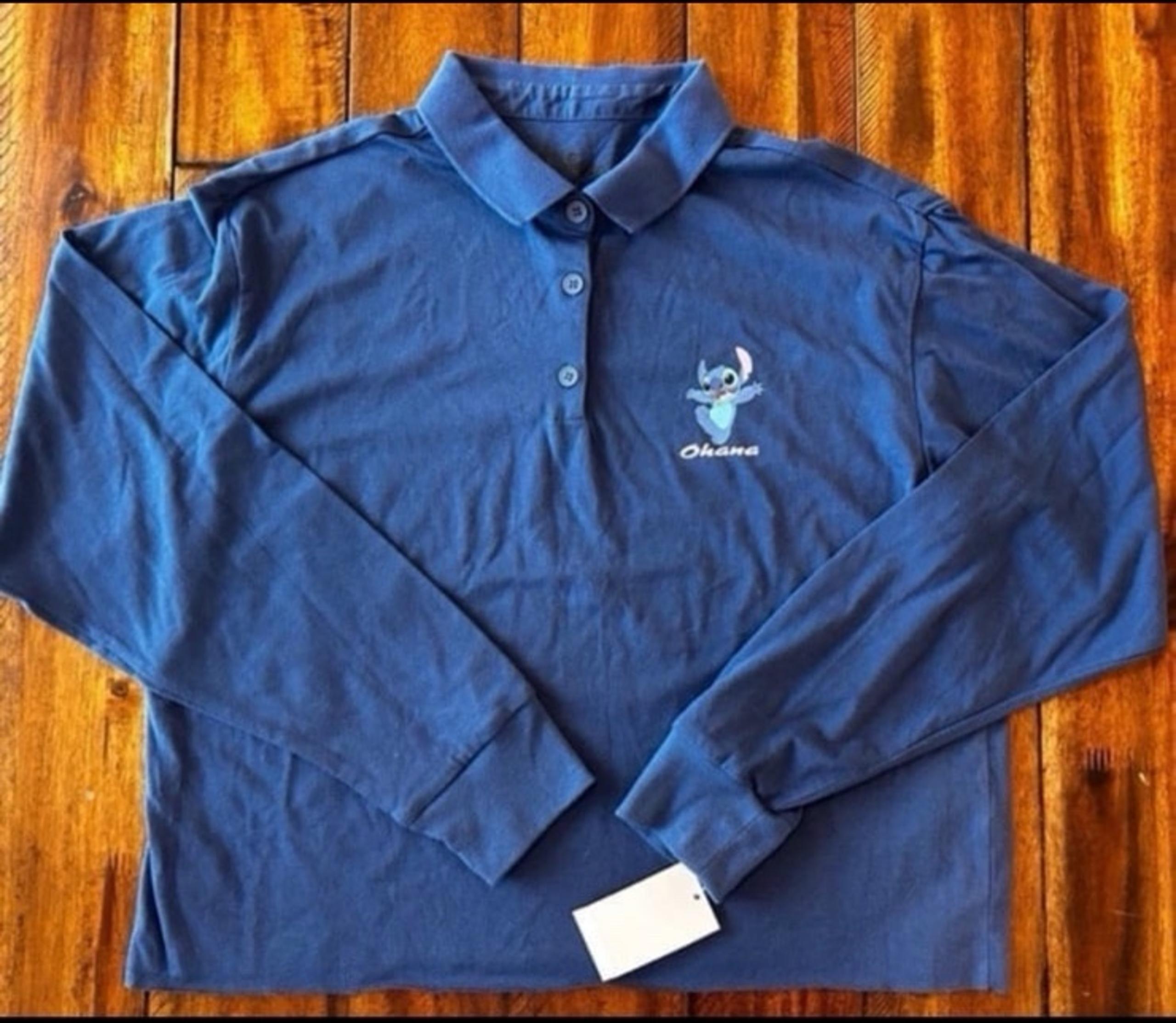 Disney Cropped Stitch Polo Shirt Womens size Large NWT