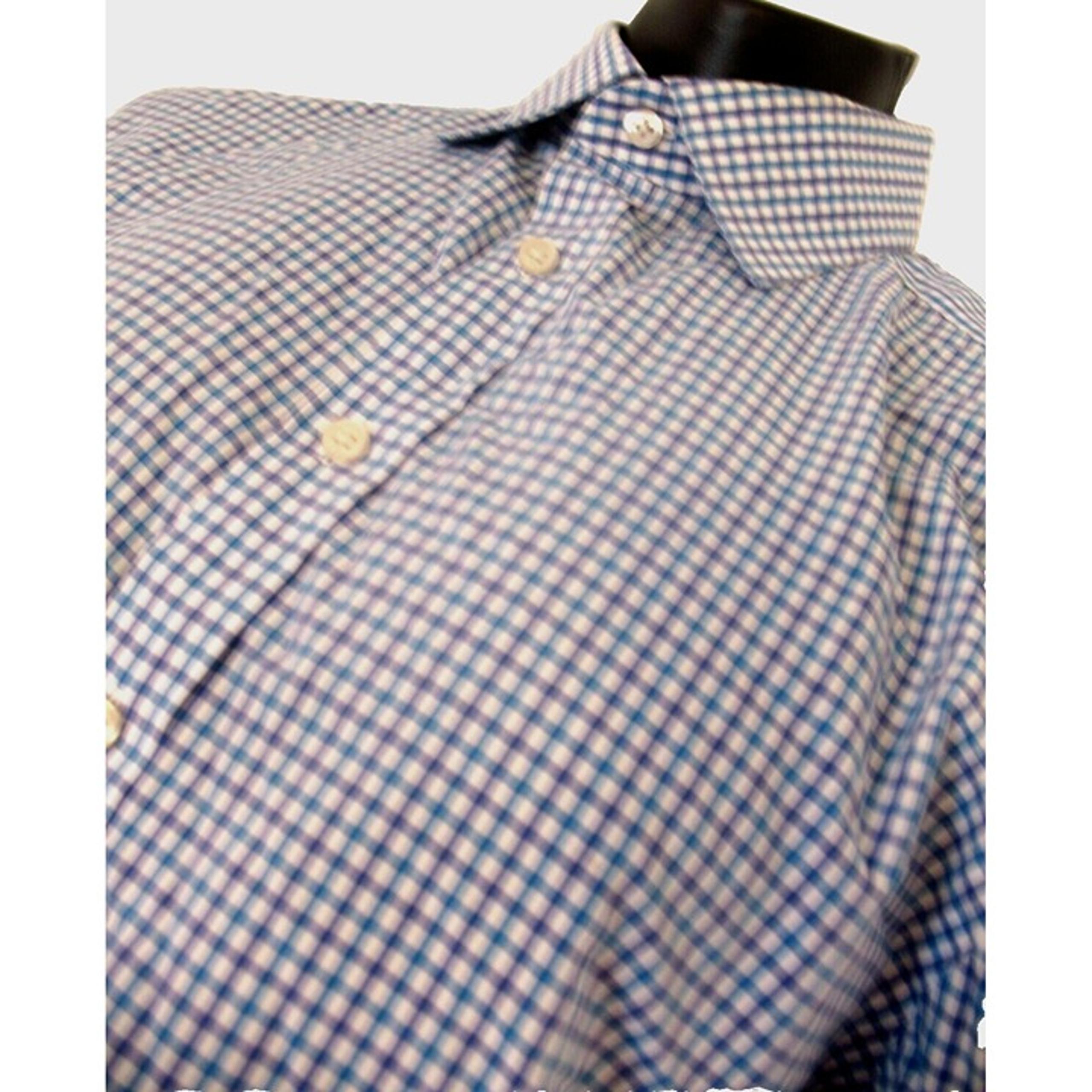 Charles Tyrwhitt Shirt Men L16.5/33 Blue/gray ExtraSlim plaid Long Sleeve Button