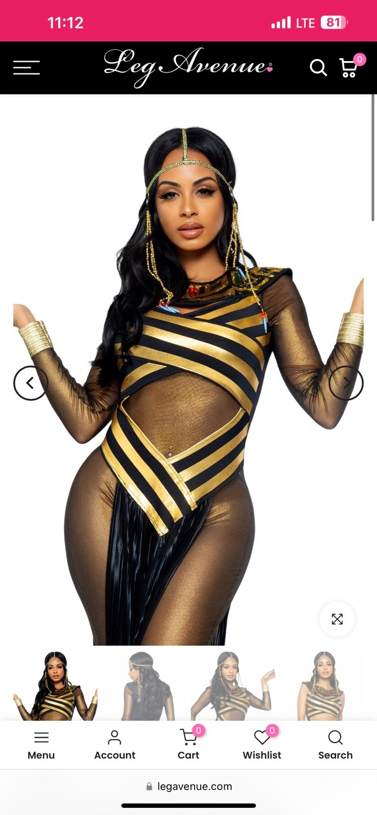 Cleopatra Costume Including Wig