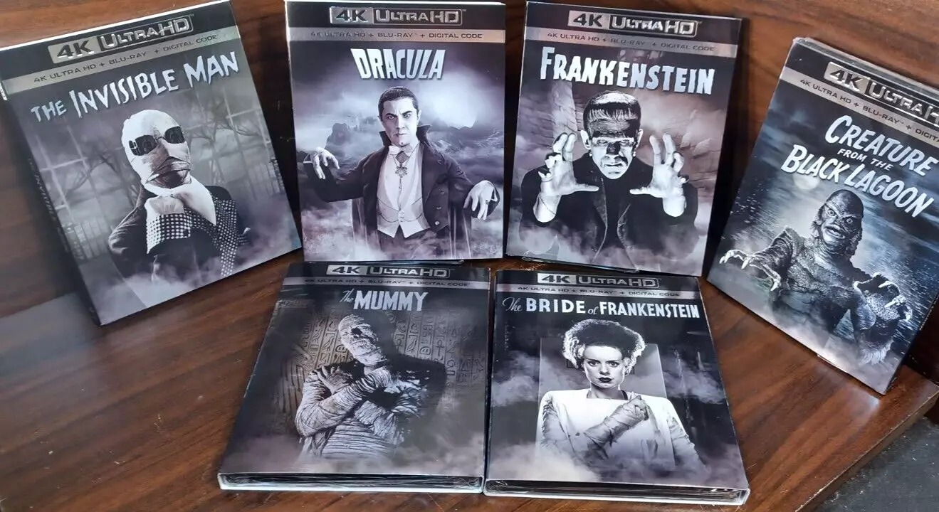 Dracula/Frankenstein/Invisible Man/Mummy/Bride/Creature (4K) w/SLIPCOVERS-NEW!