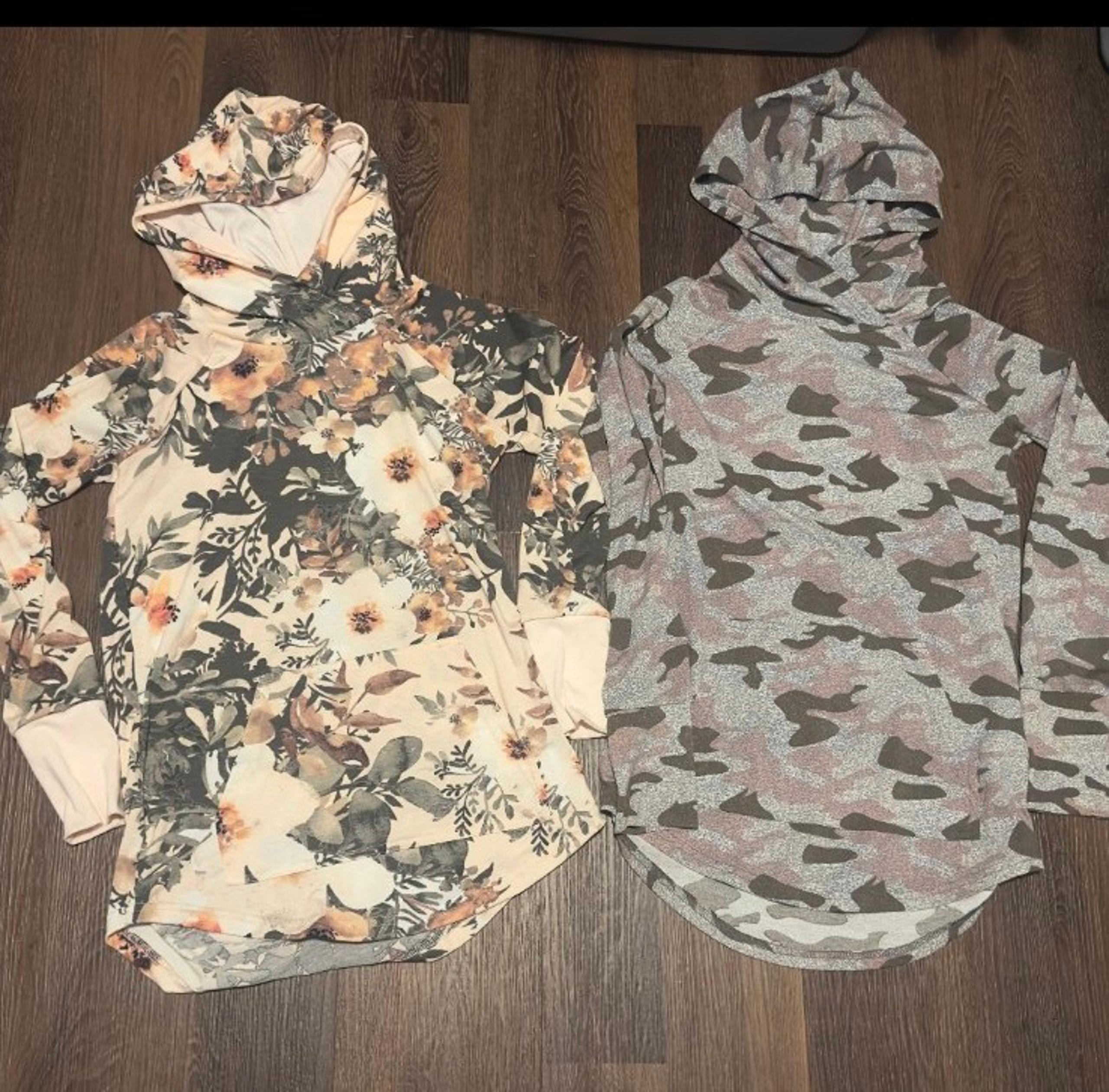 Lularoe Hoodies Amber Pink and Cream Floral Print~Amber Pink and Brown Camo XS