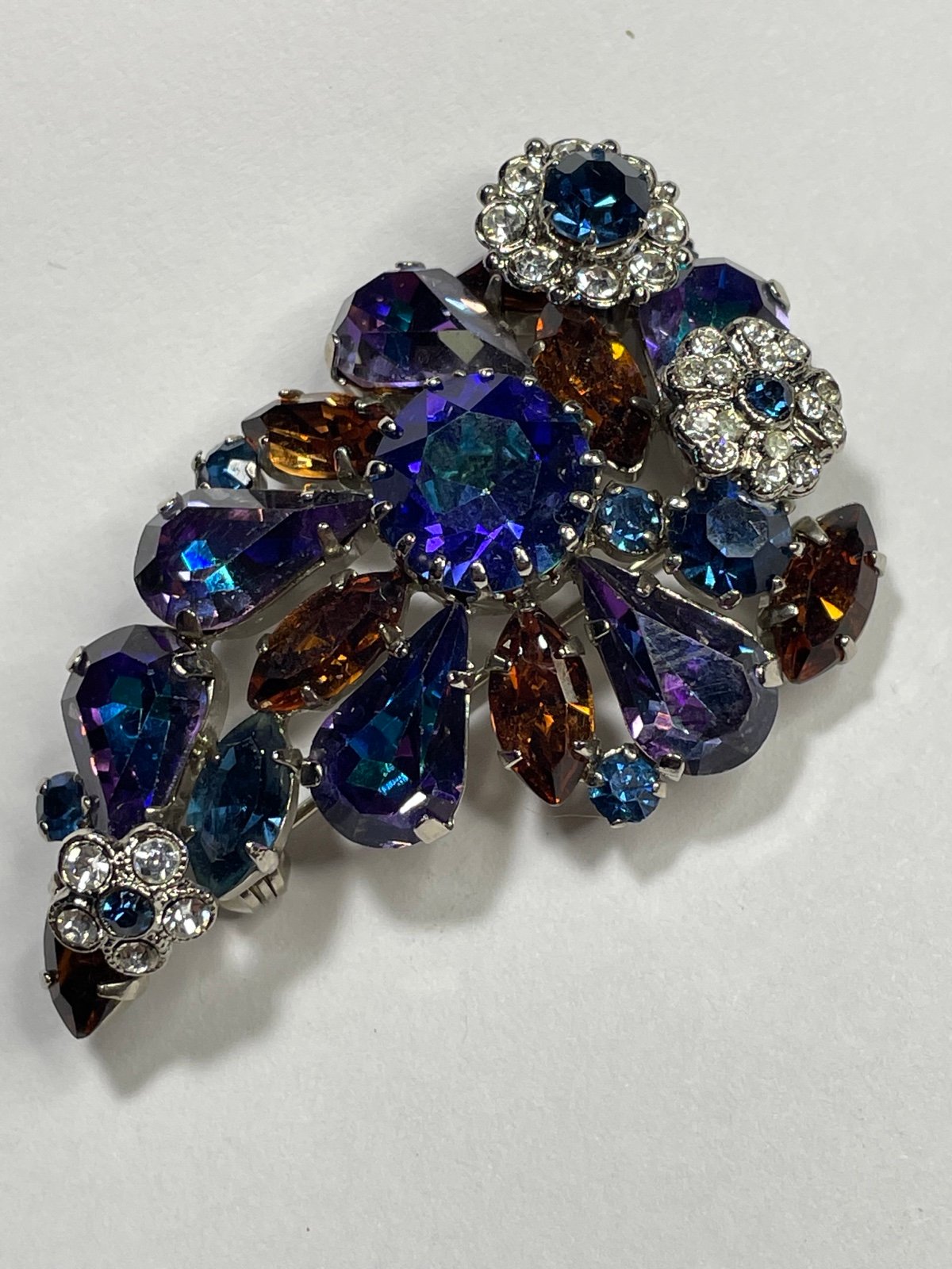Vintage Austria Multicolored Rhinestone Brooch