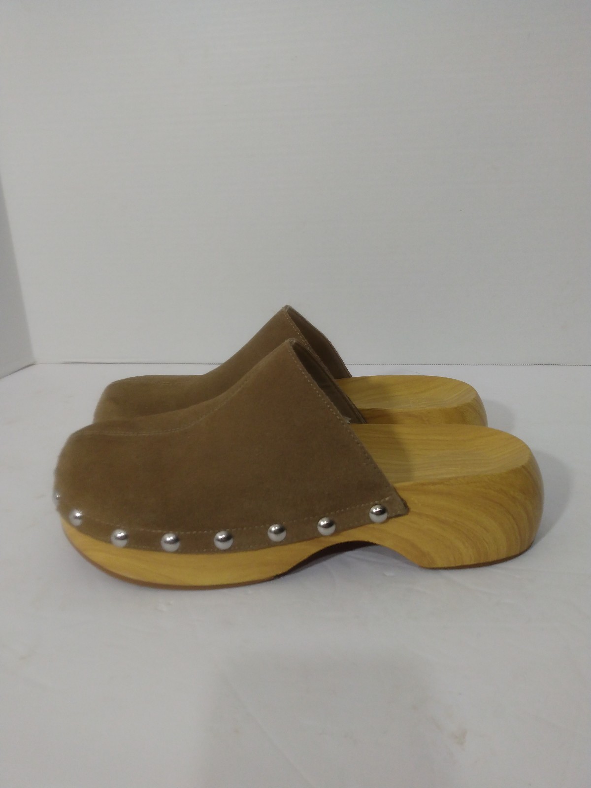 Womens Zara Split Suede Studded Clogs Sz 40 US 9.5