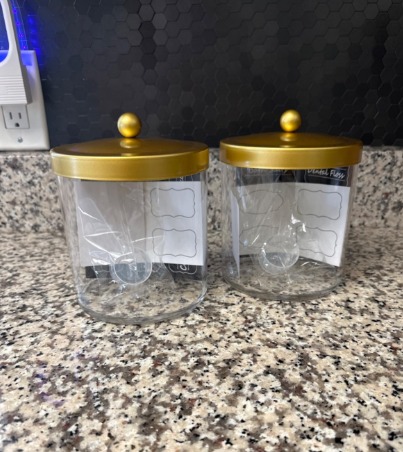 2 Pack 50 Oz Large Apothecary Jar for Bathroom, Premium Plastic Storage