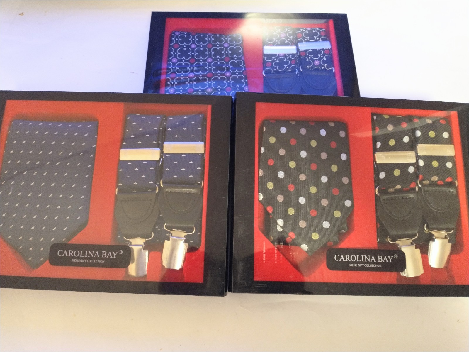 Men's Fashion Tie Suspenders Gift Set Collection Box - Variety Lot Of 5