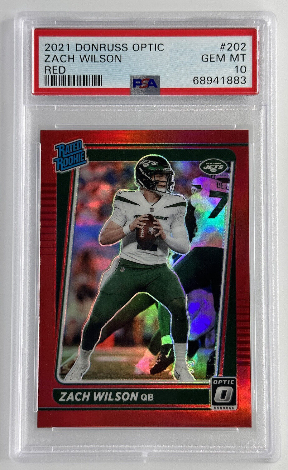 2021 Panini Optic Zach Wilson Rated Rookie Red Prizm RC /99 PSA 10 GEM MT