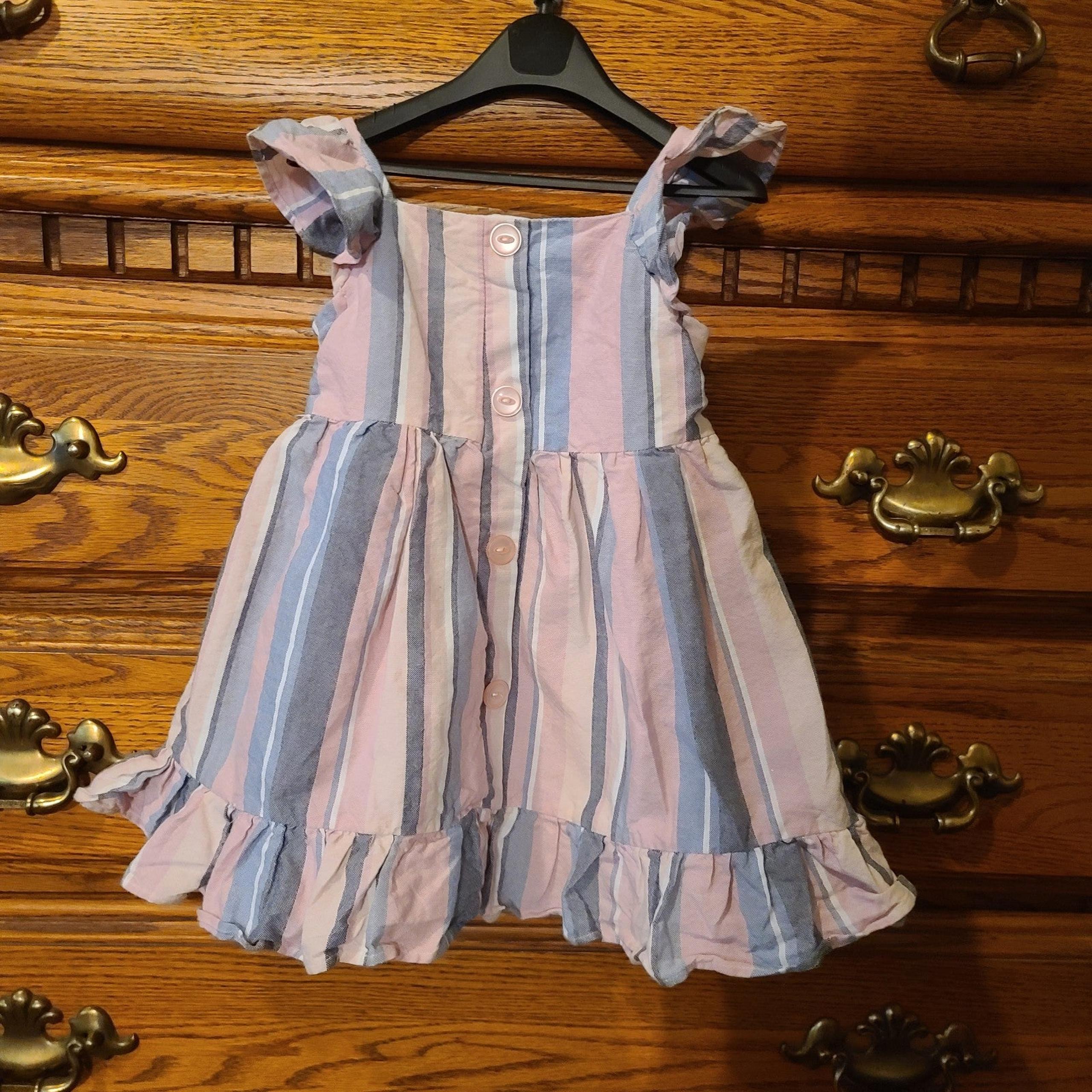 RARE EDITIONS Stripped Dress 6/9 months