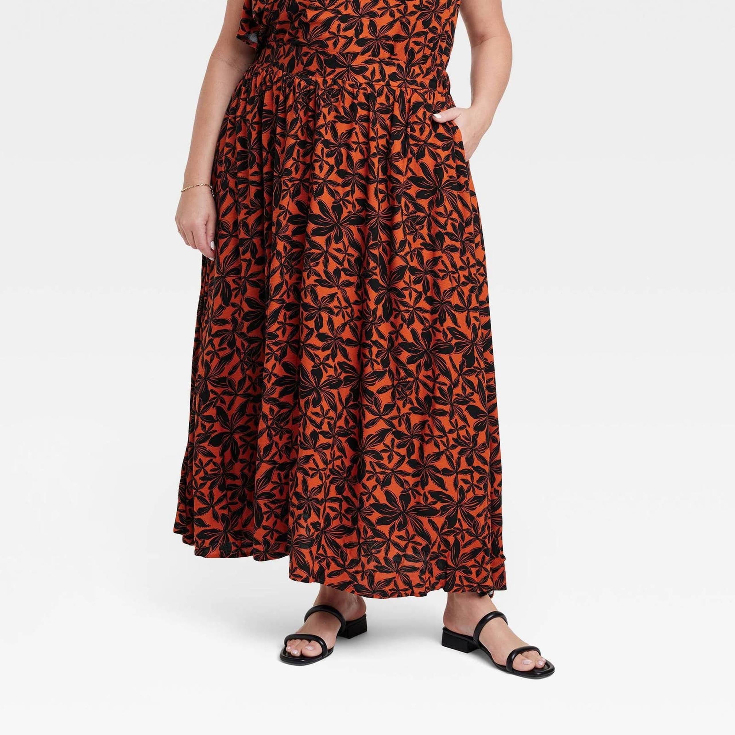 Size 3X Women's Floral Maxi Skirt - Ava & Viv #2030