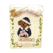 Boyds Collection Handmade Hat/Lapel Pin: Vintage Bearwear Floral Collectible
