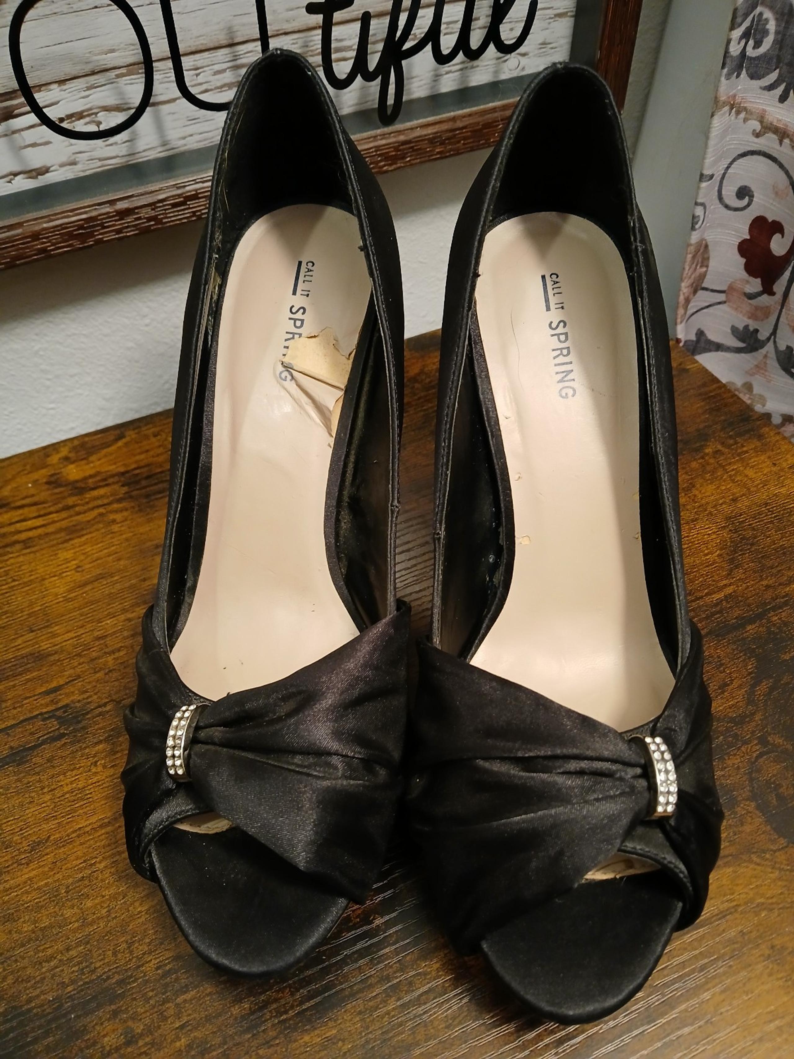 HeelsCall It Spring Black Shoes Womens Size 10 Suede Stiletto Heels Rhinestone
