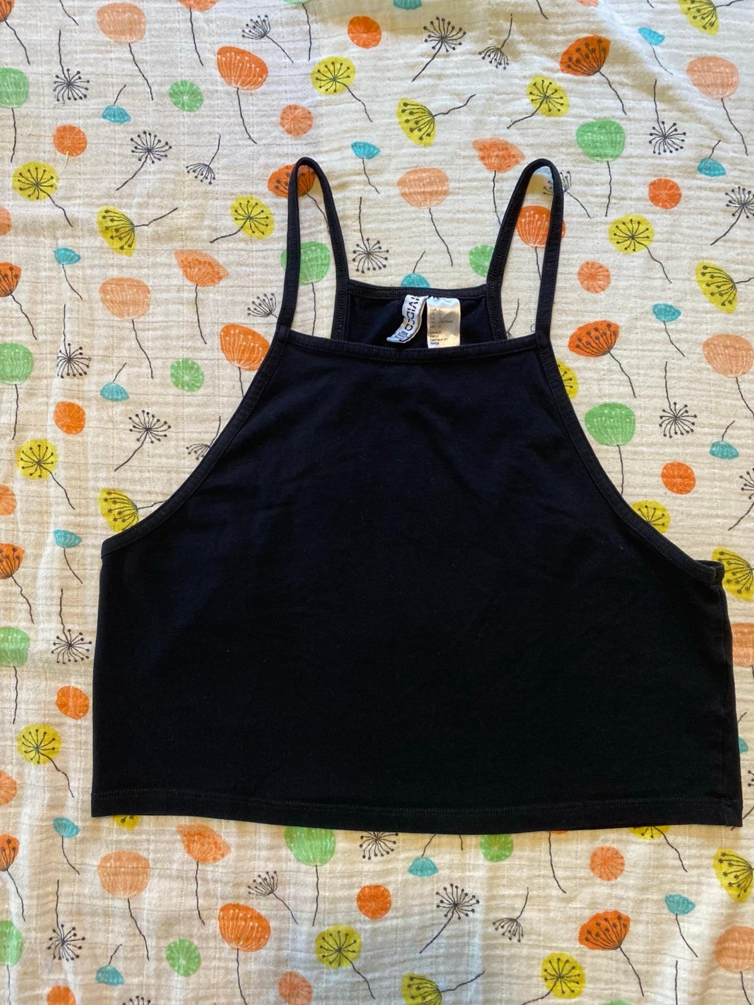 Divided by H&M basic black womens crop top size Large #114