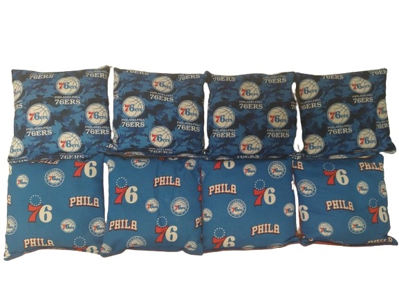 Set of 8 PHILADELPHIA 76ers Cornhole Bags - 2 styles Red & Blue