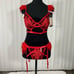 JUST SEXY LINGERIE #Kay130 Lace And Feather Lingerie Bra Panty Garter Set Red L