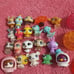 Littlest Pet Shop Teensies lot with costumes, balls, and carrier
