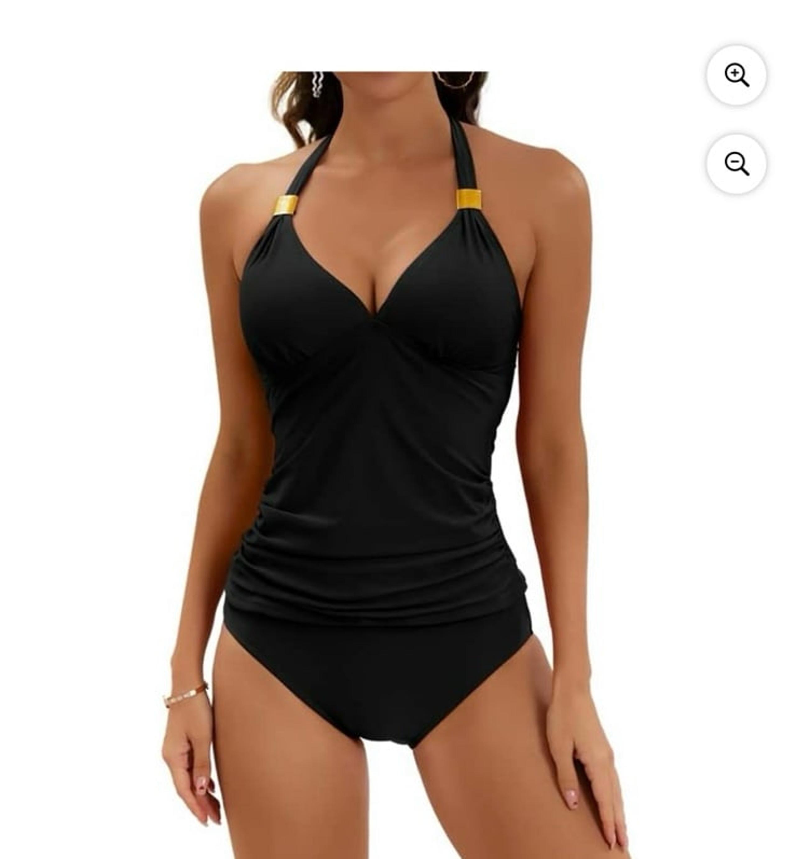 Black halter neck bikini 2 piece swimwear