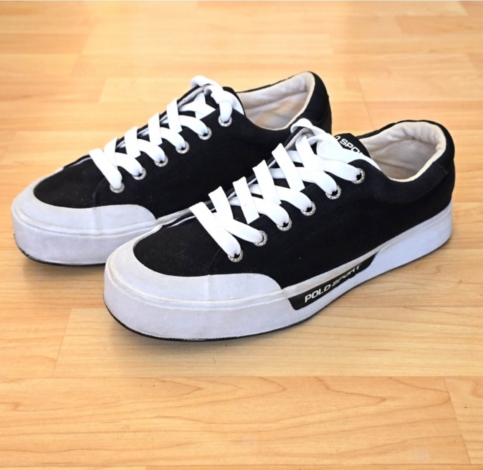 POLO SPORT RALPH LAUREN Low Sneaker Shoes Mens Black/White Size 9
