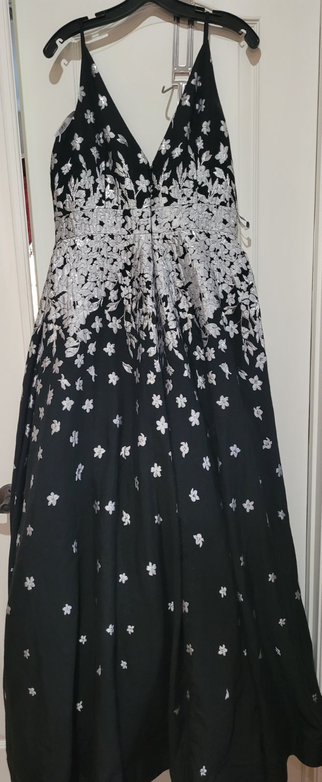 Black with mettalic silver Dress Gown