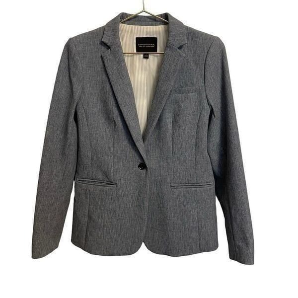 Banana Republic Cotton Blend Bule Grey Long and Lean Blazer Size 4
