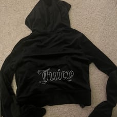 Juicy Couture Zip Up Top Jacket Hoodie NWT Black MEDIUM velour color: liquorice