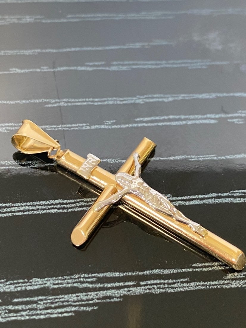 14K Solid gold Crucifix Cross Pendant